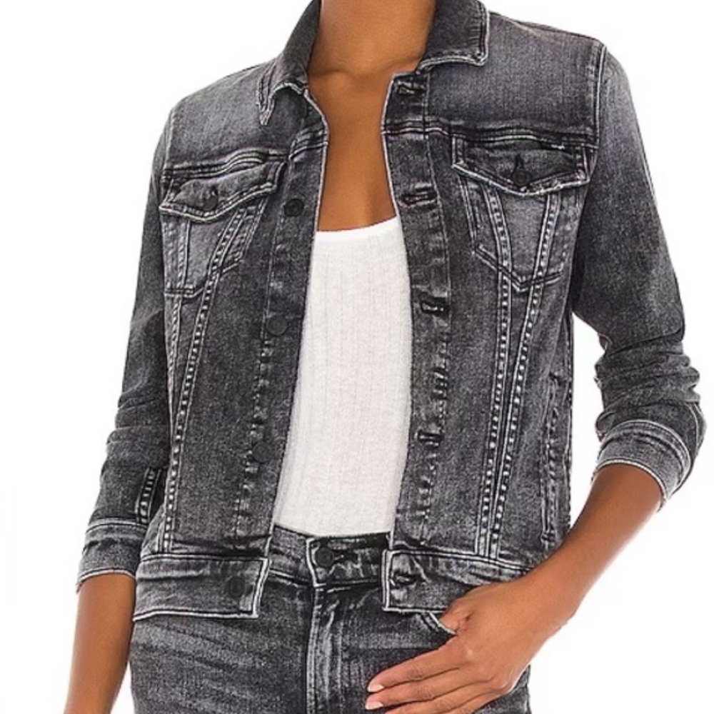Mother the pocket bruiser denim jacket in train stop wash
